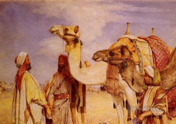  Desert Oil Painting - The Greeting In the Desert Egypt Oriental John Frederick Lewis Arabs